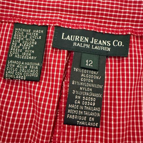 LAUREN Ralph Lauren | Red and White Check Stretch Cotton Tailored Pants | 12 - Picture 7 of 7